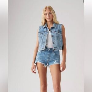 Levi’s 501 Original Fit High Rise Denim Shorts (Size: 25) (Color: Oxnard Athens)